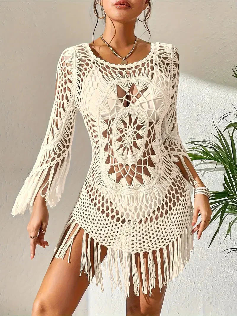 Langarm-Cover-up im Boho-Stil aus Polyester für Damen – leicht und atmungsaktiv, Einheitsgröße, in mehreren Farben erhältlich 9