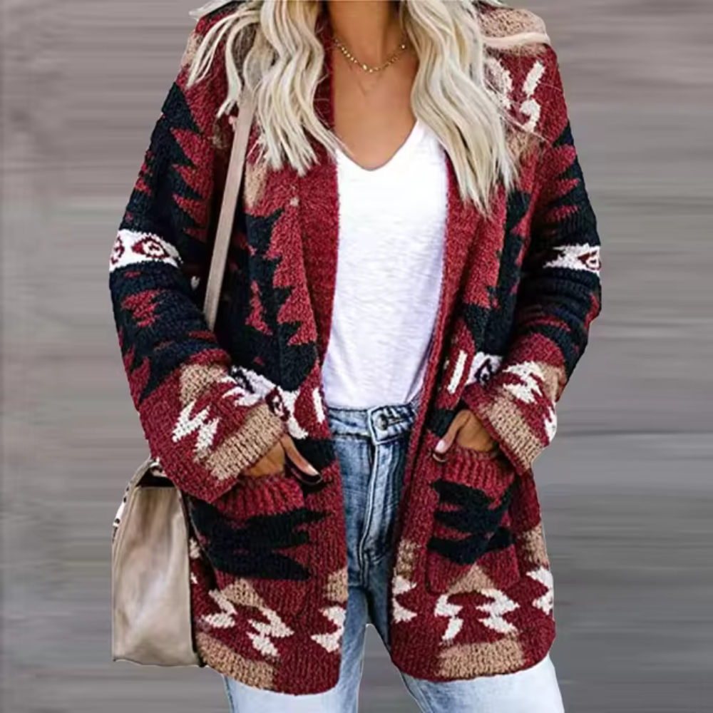 Lange Strickjacke Damen Entspannte Wollstrickjacke-5