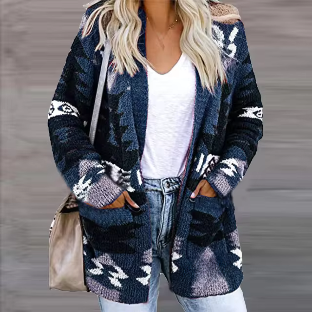 Variant image for Lange Strickjacke Damen Entspannte Wollstrickjacke-19