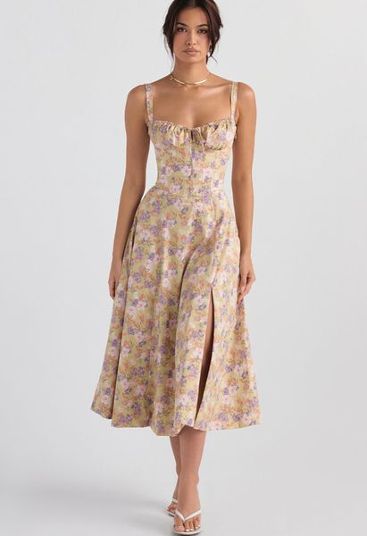 Damen-Bustier-Kleid, Blumenmuster, herzförmiger Ausschnitt, hochwertiger Stoff-2