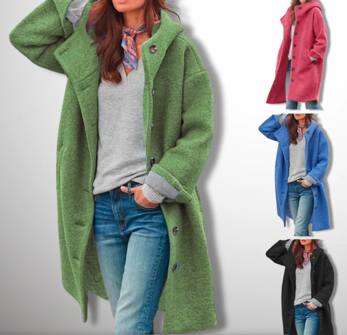 Damen-lange-Herbstjacke, elegant Polyester, Wolle-2