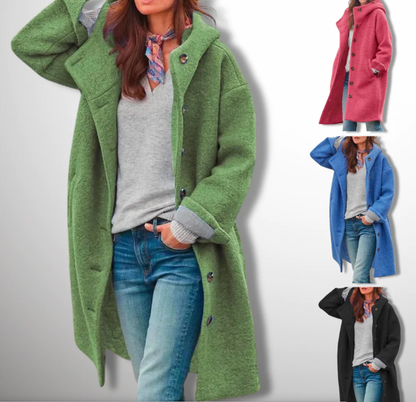 Damen-lange-Herbstjacke, elegant Polyester, Wolle-2