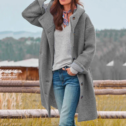 Damen-lange-Herbstjacke, elegant Polyester, Wolle-5