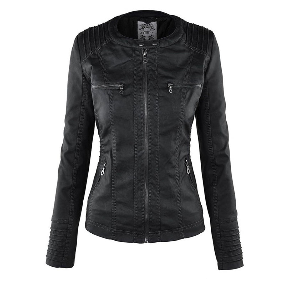 Damen-Lederjacke mit Kapuze, doppellagiges Leder-6