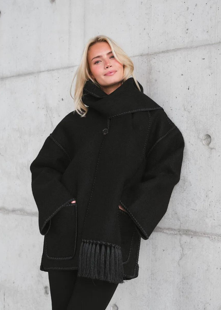 Damenjacke mit Schal Luxuriöses Design Polyester-4