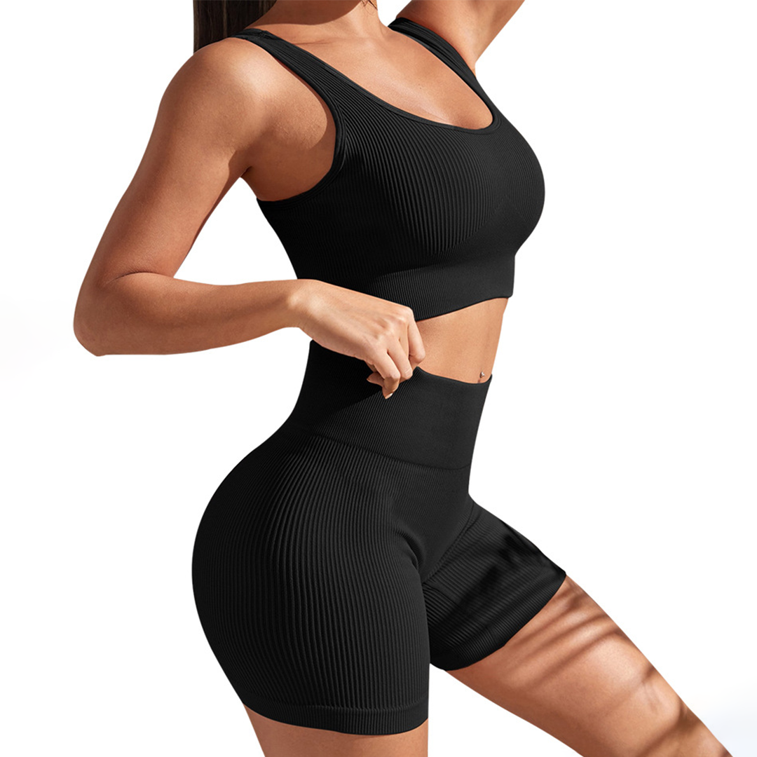 Damen-Fitness-Set, moderner Stil, elastisches Material-2