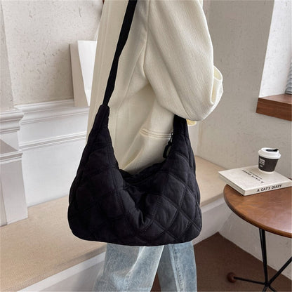 Damen-Rucksack, gepolstert, Nylon und Baumwolle mit Rautenmuster-5