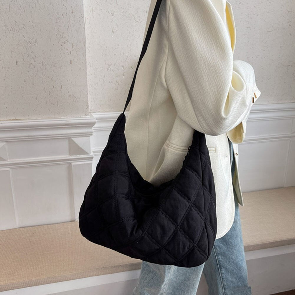 Damen-Rucksack, gepolstert, Nylon und Baumwolle mit Rautenmuster-4