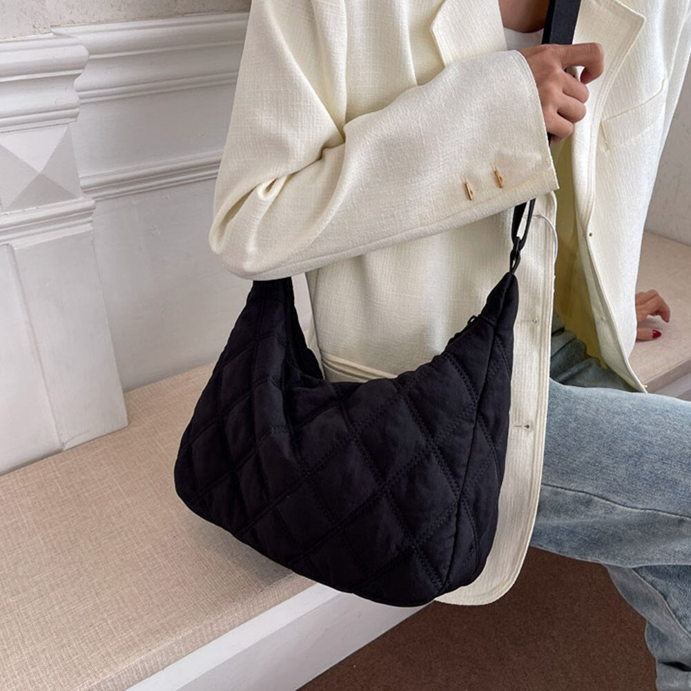 Damen-Rucksack, gepolstert, Nylon und Baumwolle mit Rautenmuster-6