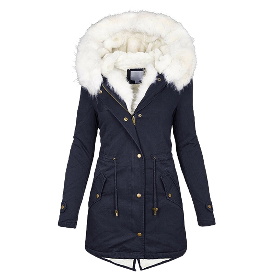 Langer Wintermantel Damen Fleece-gefüttert Trendig Polyester 3