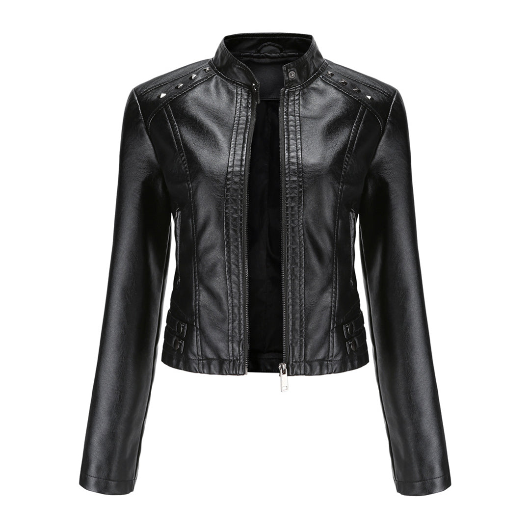 Damen-Lederjacke mit einzigartigen Details aus hochwertigem Leder-1