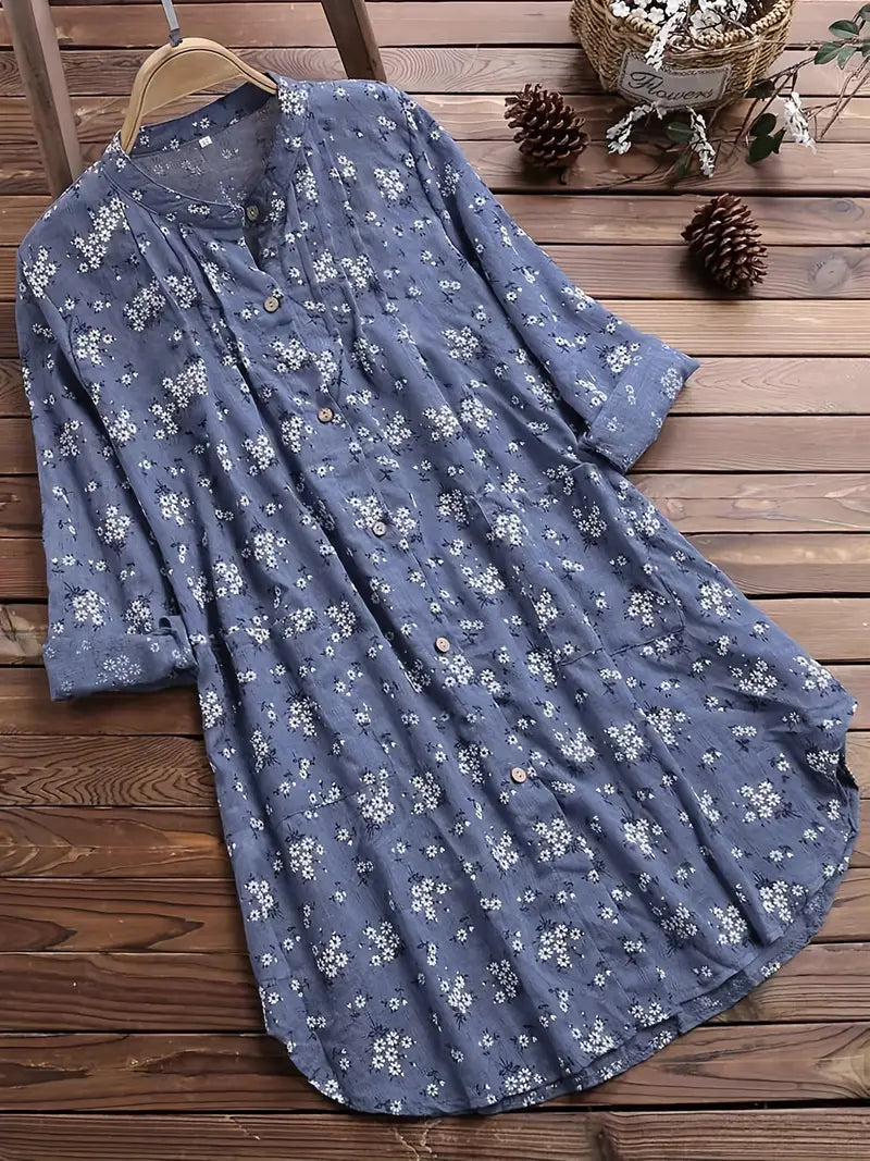 Damen Bluse Geblümt Romantische Rüschen Polyester 6