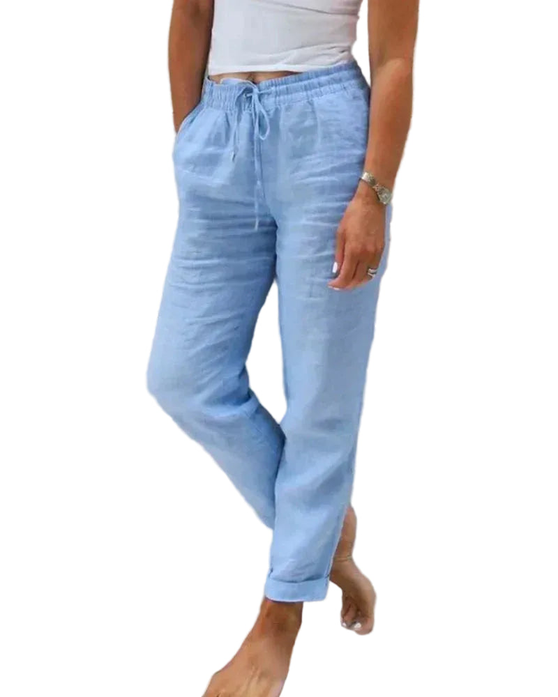 Stylische Damenhosen mit Gummibund – leichte Leinenhosen aus Baumwolle für Alltag und Fest 1