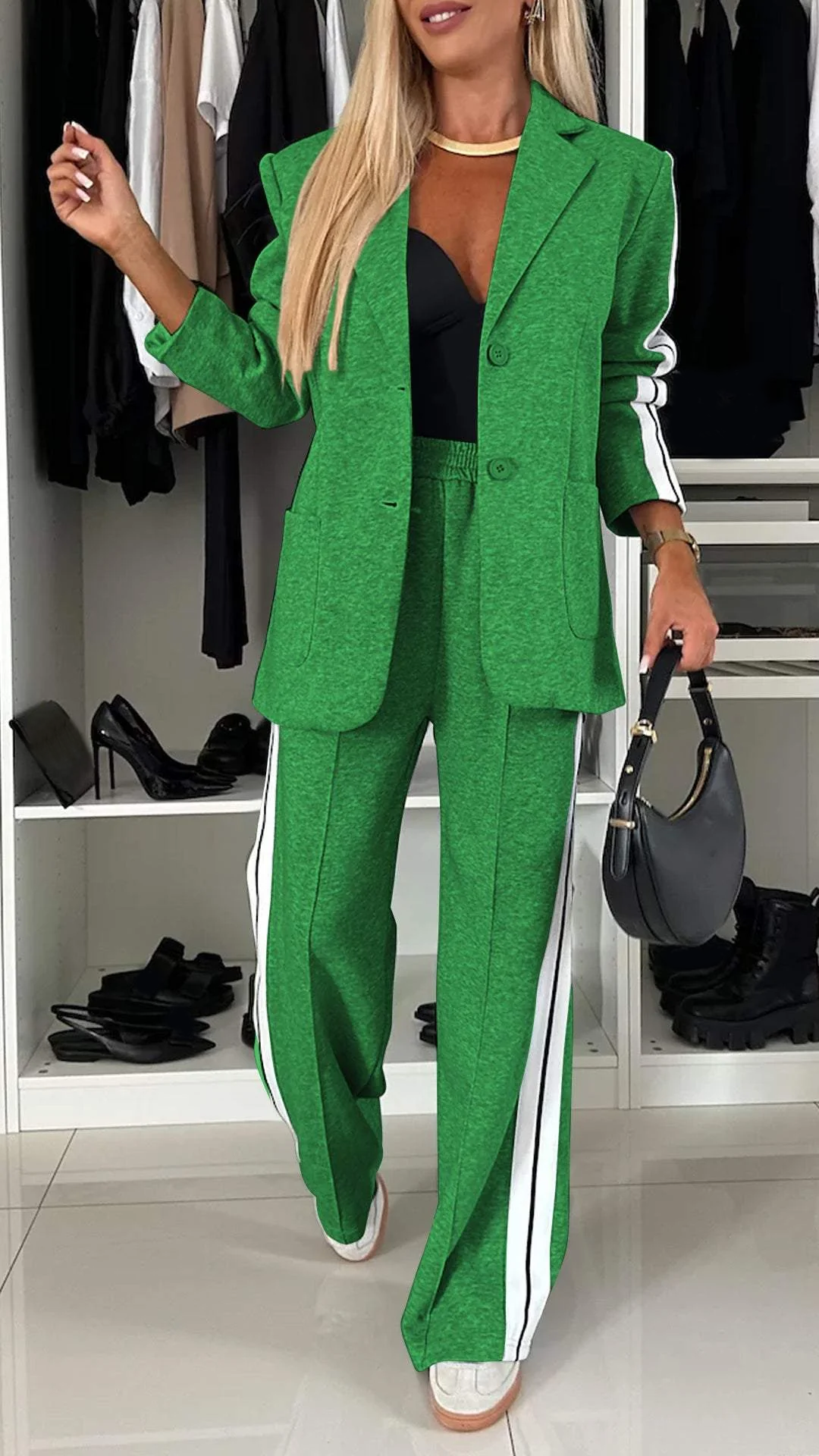 Variantenbild für Damen-Freizeithose in weiter Passform aus 100% Baumwolle im Zweiteiler-Design-41