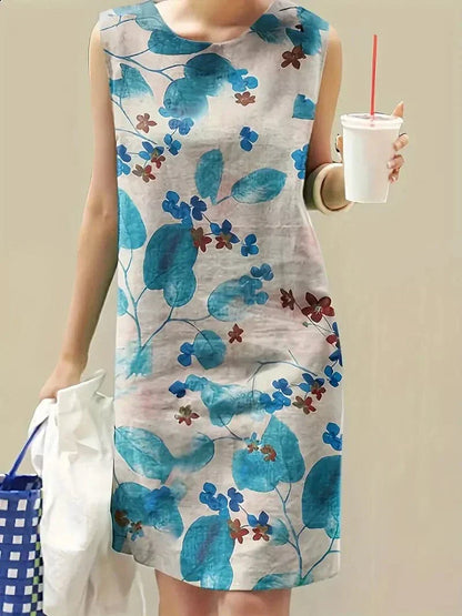 Variant image for Damenkleid, große Blumen, leichter Stoff, für des Sommers, elegante Anlässe-1