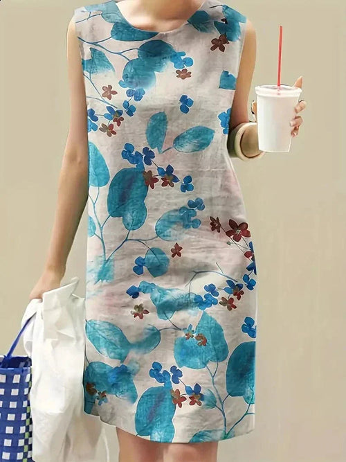 Damenkleid, große Blumen, leichter Stoff, für des Sommers, elegante Anlässe-1