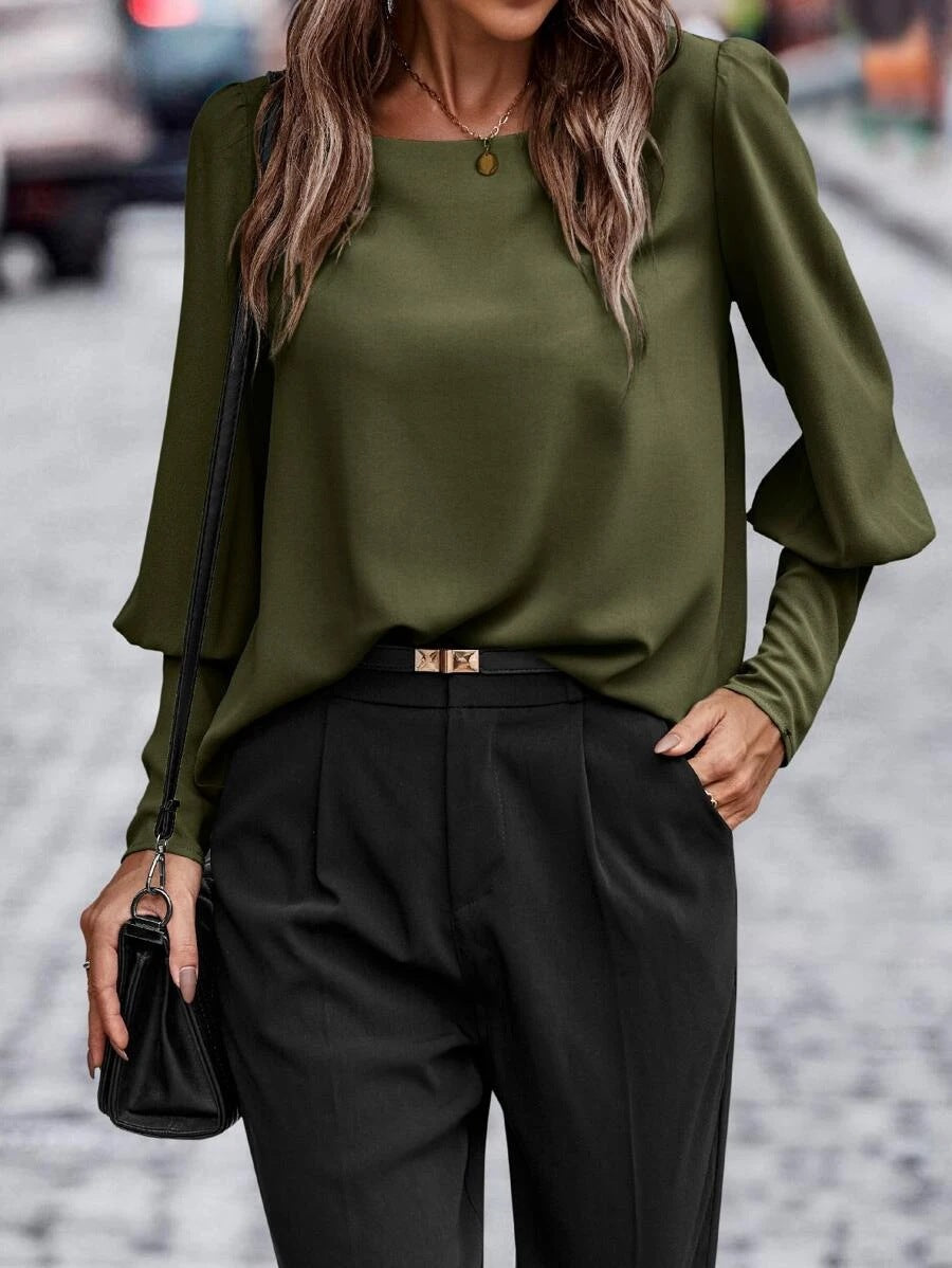 Damen-Hemd, langärmelig, elegant, atmungsaktiv, Stoff-3
