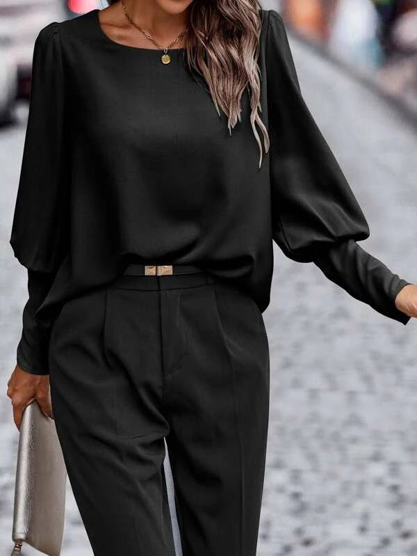 Damen-Hemd, langärmelig, elegant, atmungsaktiv, Stoff-4