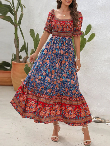 Damen-Sommerkleid, geblümtes Design, hochwertiges Polyester-3
