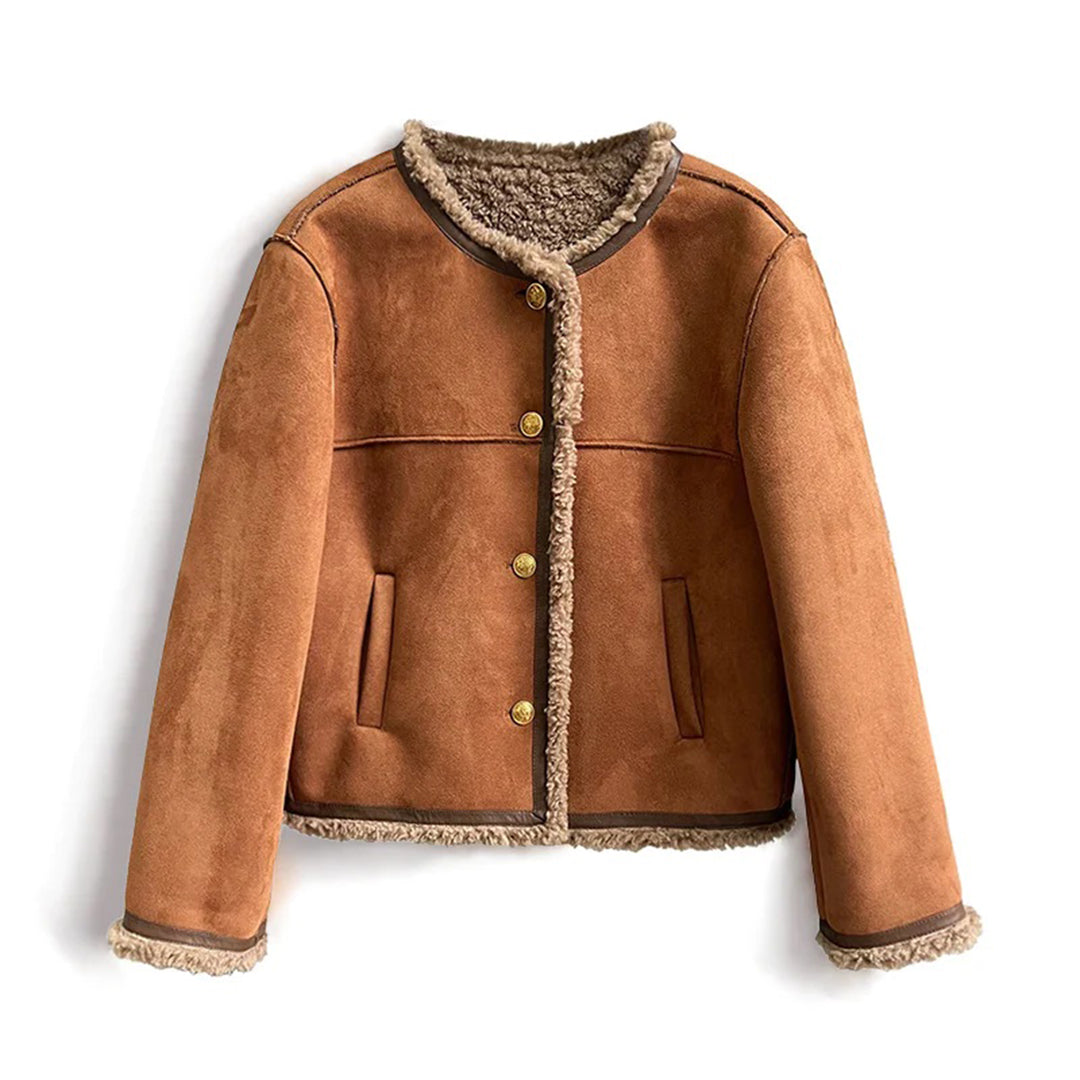 Damenjacke Wildleder mit Pelzfutter Eleganter und Bequemer Stil 2
