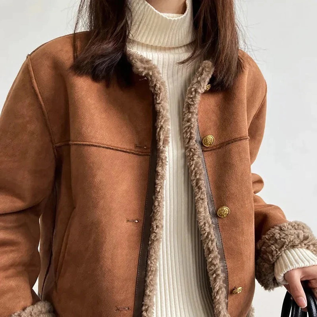 Damenjacke Wildleder mit Pelzfutter Eleganter und Bequemer Stil 3