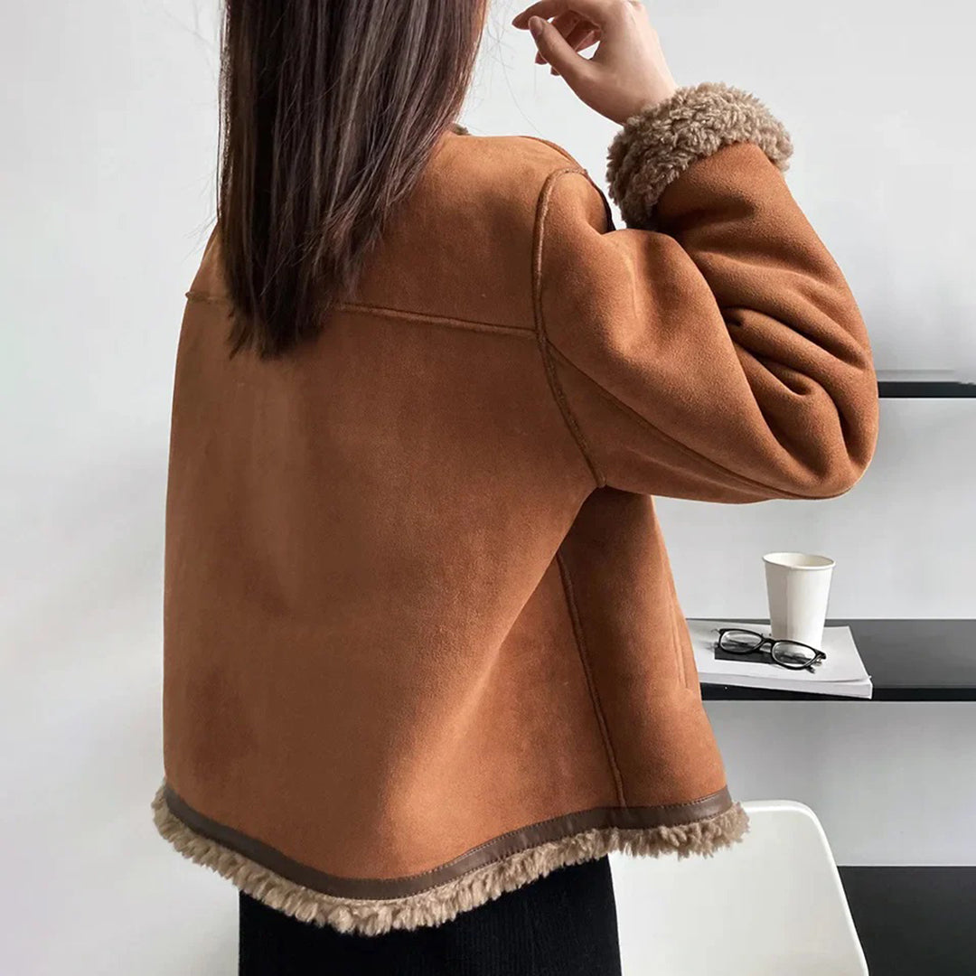 Damenjacke Wildleder mit Pelzfutter Eleganter und Bequemer Stil 4