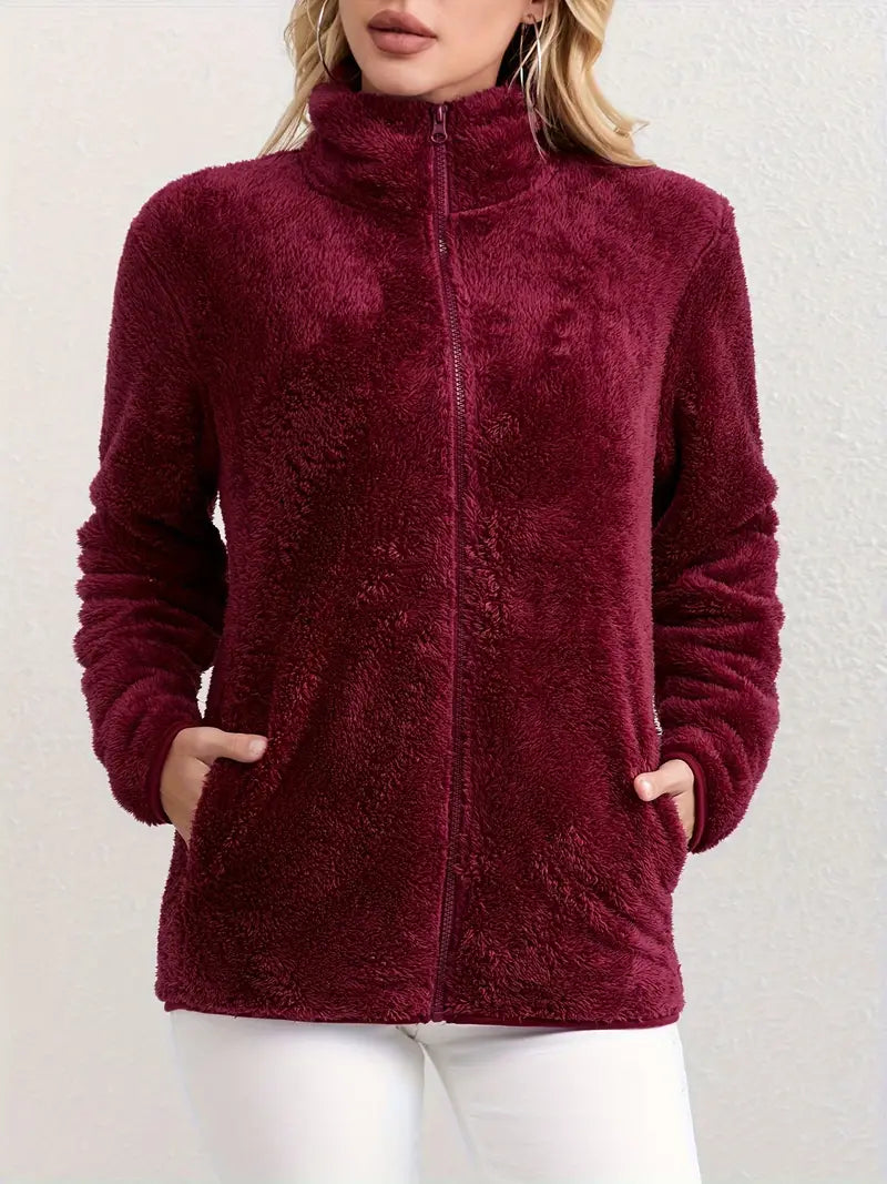 Damenjacke Fleece Eleganter Schnitt Winterjacke-1