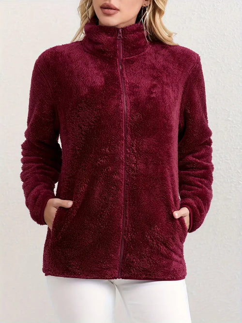 Damenjacke Fleece Eleganter Schnitt Winterjacke-1