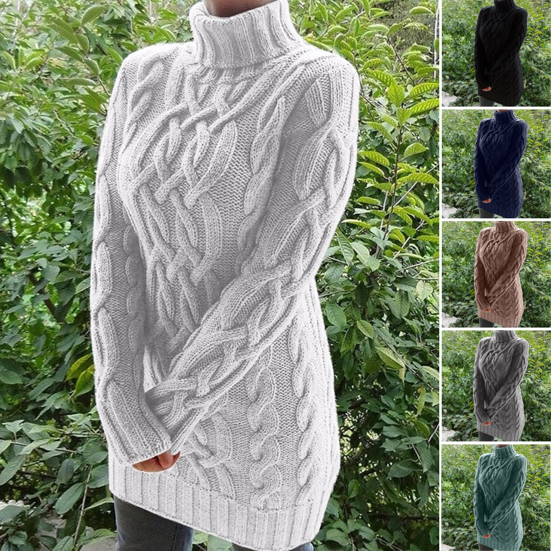 Damen-Rollkragenpullover, Zopfstrick, Acryl 2