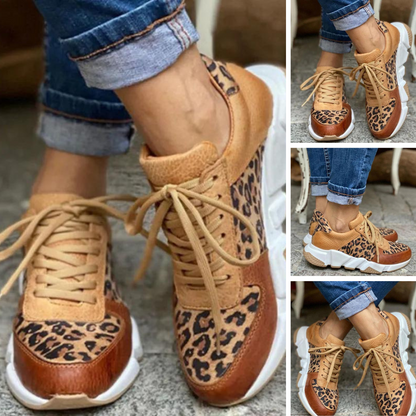 Damen-Sneaker, Leopardenmuster, dicke Sohle, PU-Leder-5