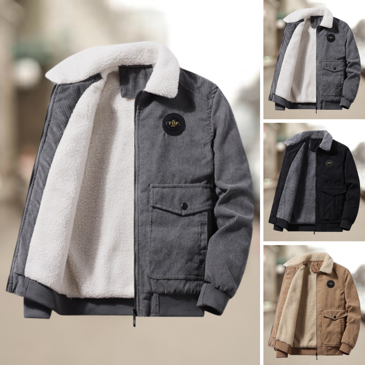 Herren-Winterjacke aus Cordura mit Doppelknopf und Fleece-Innenfutter – langlebige und trendige Herbstjacke für Herren 2