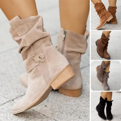 Damen-Stiefel, niedrig, in vegetabilisch, Wildleder, mit Reißverschluss-2