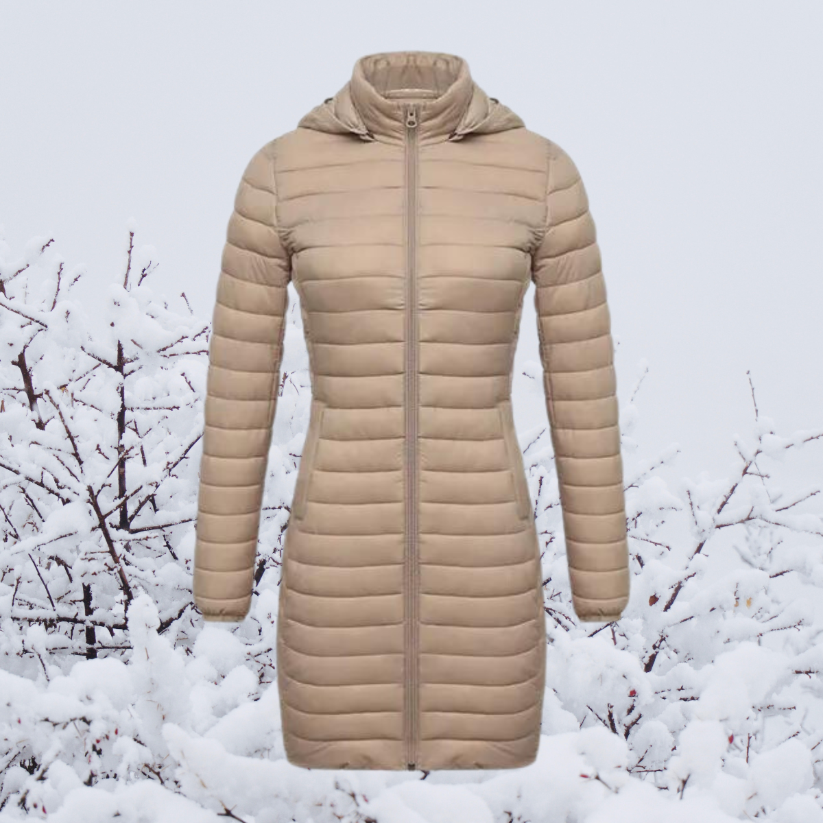 Damen-Lange Parkajacke, mit Kapuze, Polyester, Winter 2