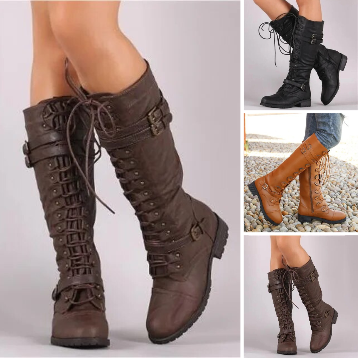 Damen-Retro-Stiefel, Steampunk, synthetisches Leder-2