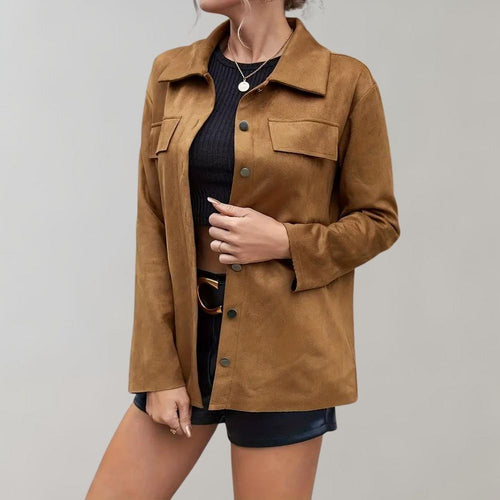 Damen Gepolsterte Lederjacke Polyester Elegant 1