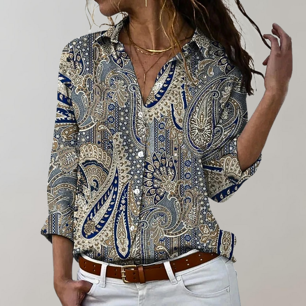 Variant image for Damen-Bluse, knopflos, Paisley, Muster, Polyester-1