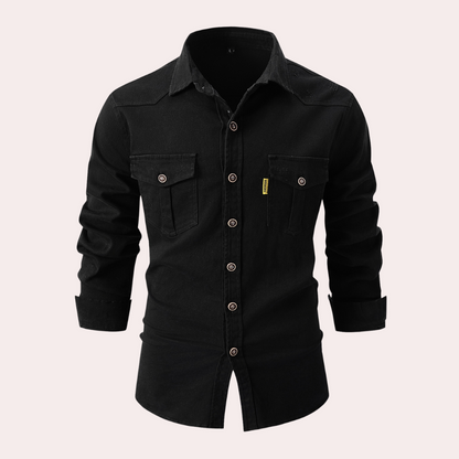 Herren Lange Bluse mit Brusttaschen aus weicher Baumwolle-2