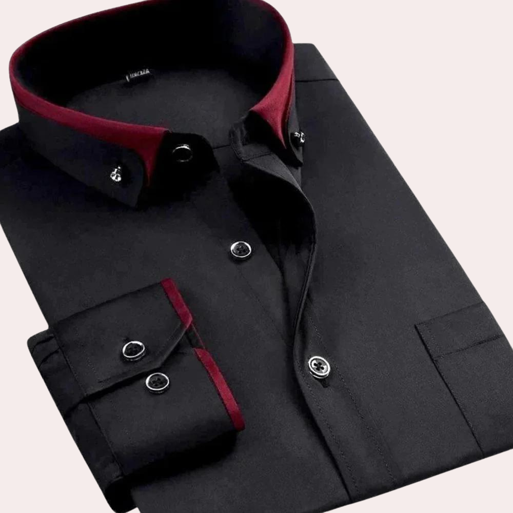 Tailliertes Herrenhemd aus hochwertigem Stoff – eleganter Stil mit klassischem Kragen und Knopfdetails 1