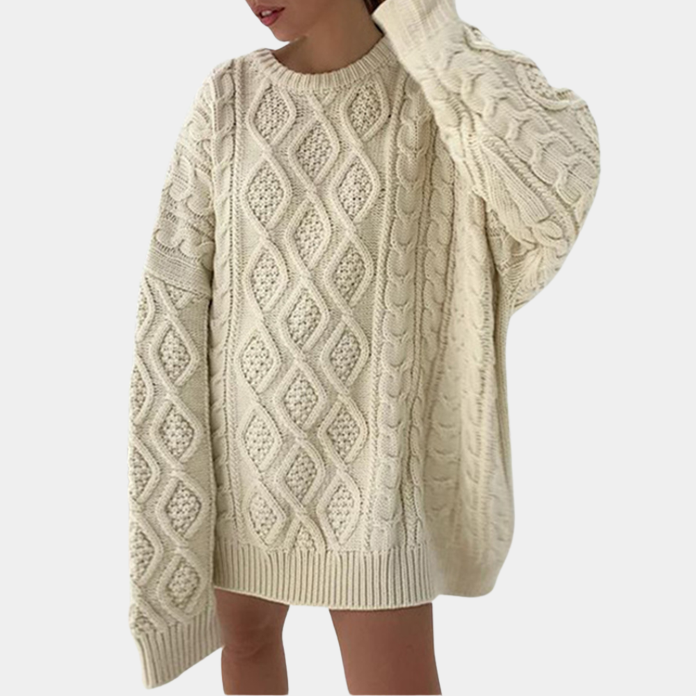 Damen-Langarmpullover, hoher runder Kragen, Polyester, leichte Passform-2