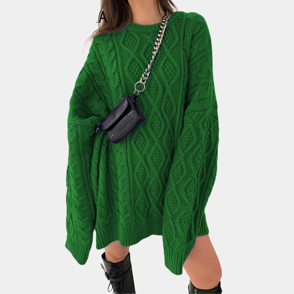 Damen-Langarmpullover, hoher runder Kragen, Polyester, leichte Passform-3