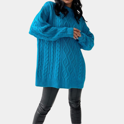 Damen-Langarmpullover, hoher runder Kragen, Polyester, leichte Passform-4