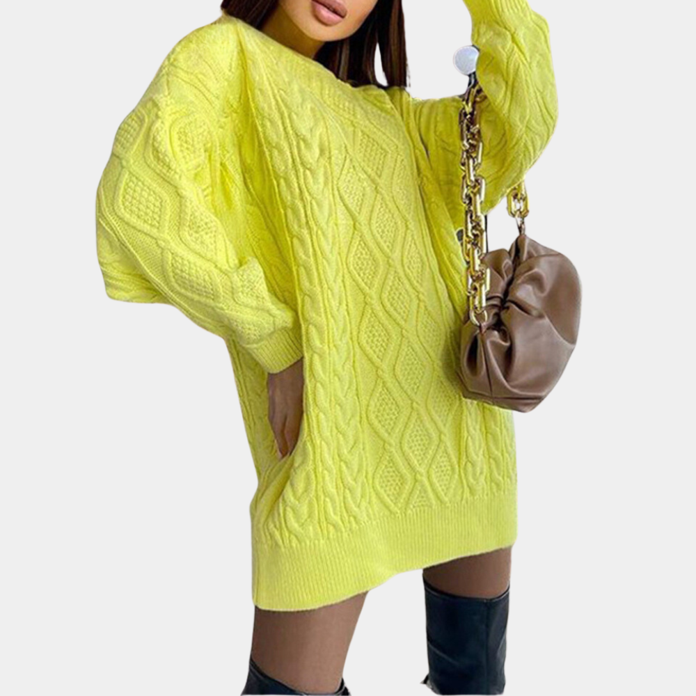 Damen-Langarmpullover, hoher runder Kragen, Polyester, leichte Passform-5