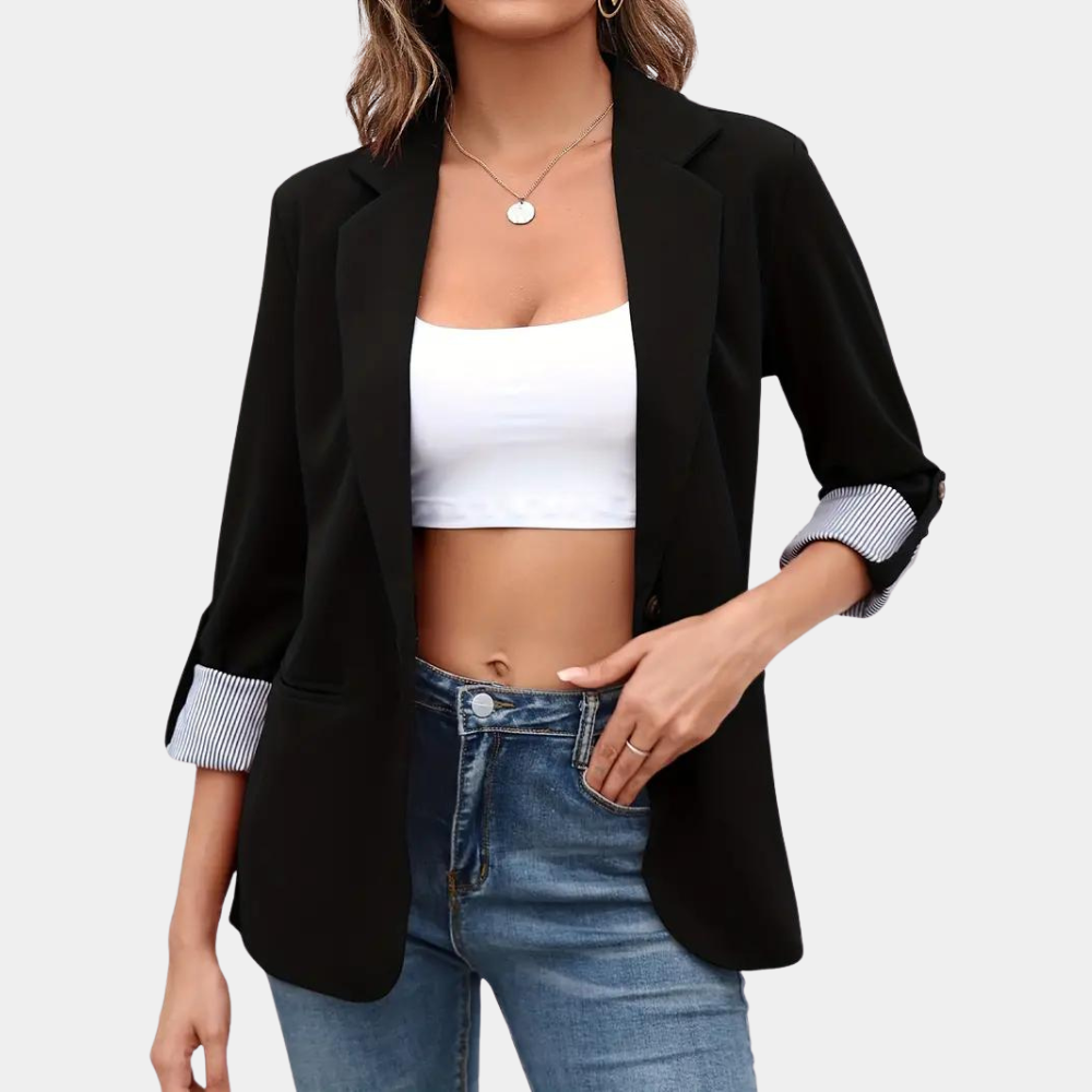 Damen Blazer Revers-Stil Hochwertiger Stoff-1