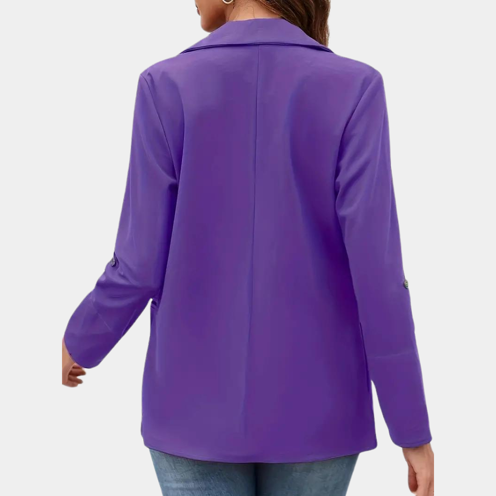 Damen Blazer Revers-Stil Hochwertiger Stoff-3