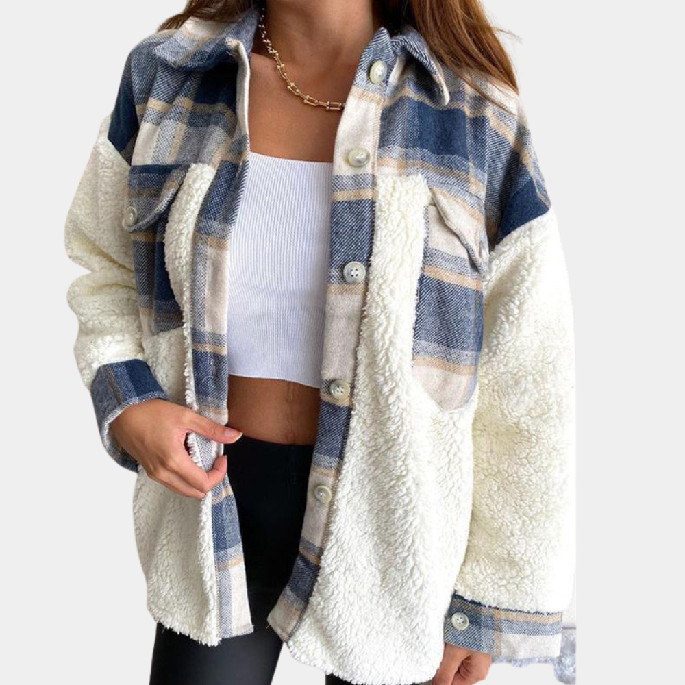Damen-karierte Jacke, weicher Stoff-1