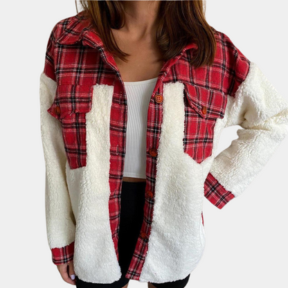 Variant image for Damen-karierte Jacke, weicher Stoff-13