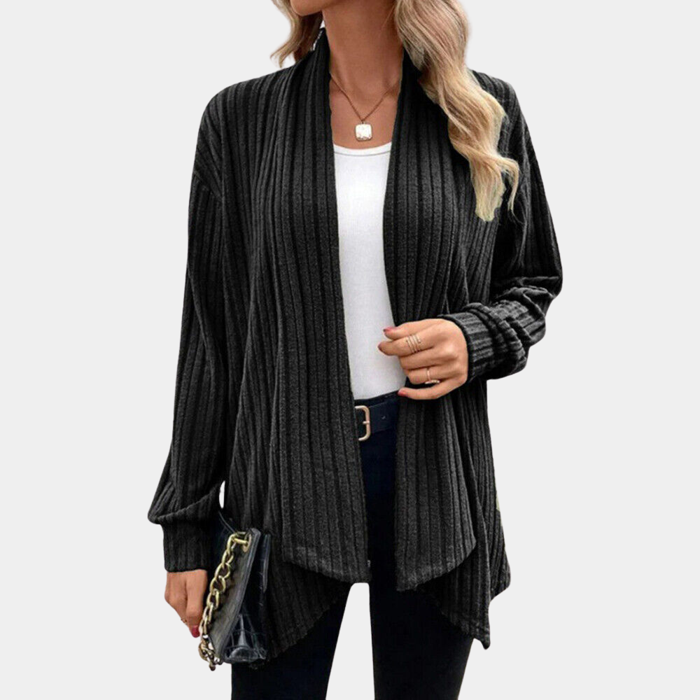 Damen-offene Jacke, gerippt, strapazierfähiger Stoff-3