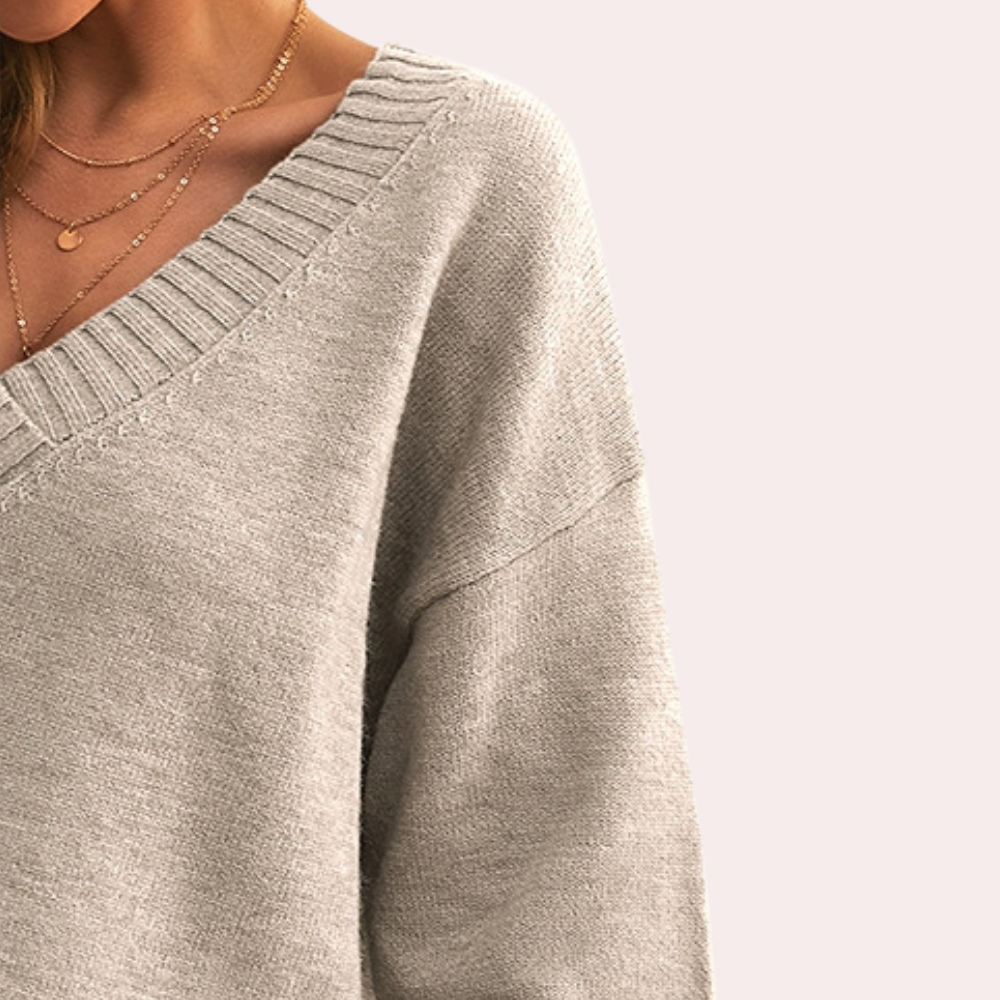 Damen V-Ausschnitt Pullover Weiche Qualität-3