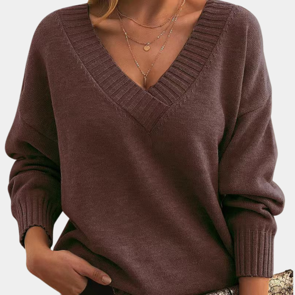 Damen V-Ausschnitt Pullover Modern Kaschmir-3
