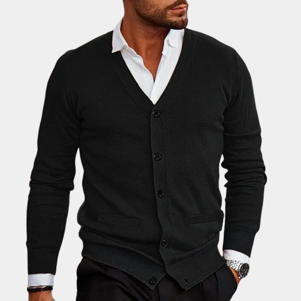 Damen-Strickjacke, V-Ausschnitt, weich, gestrickt, mit Knöpfen-3